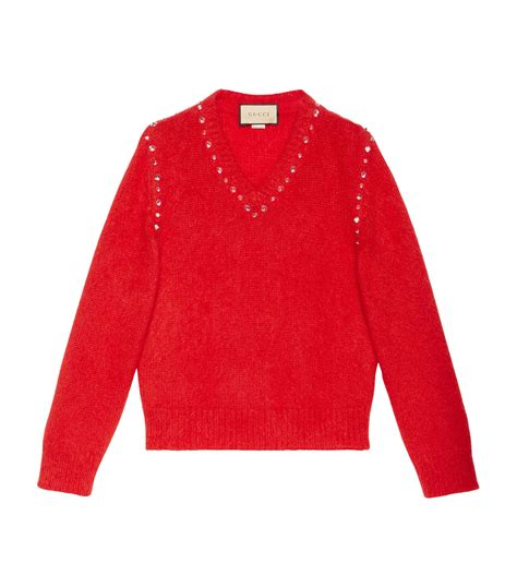 red gucci embroidered sweater|Gucci sweater vintage.